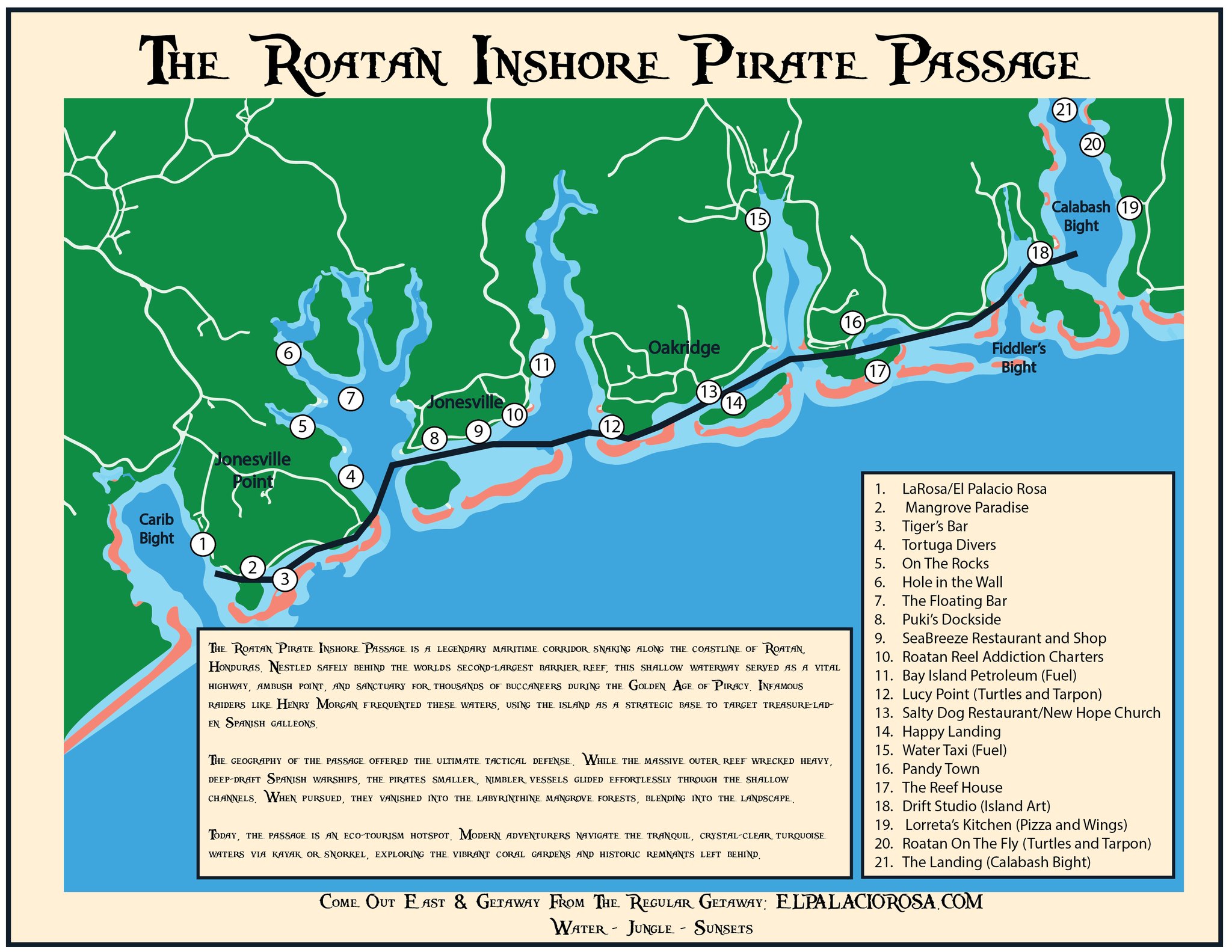 The Inshore Pirate Passage — Carib Bight to Calabash, Roatan